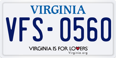 VA license plate VFS0560