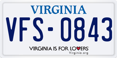 VA license plate VFS0843