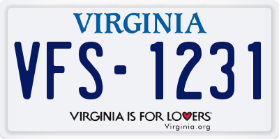 VA license plate VFS1231