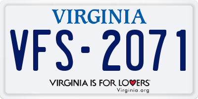VA license plate VFS2071