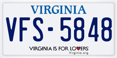 VA license plate VFS5848