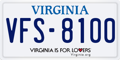 VA license plate VFS8100