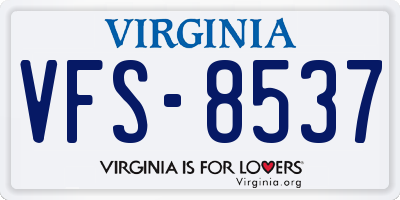 VA license plate VFS8537