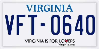 VA license plate VFT0640