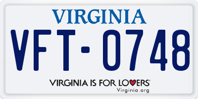 VA license plate VFT0748
