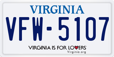 VA license plate VFW5107