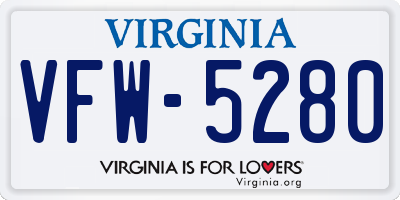 VA license plate VFW5280