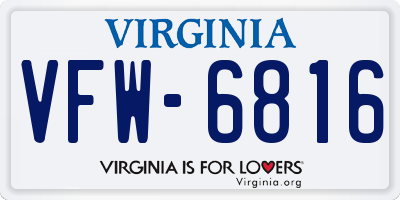 VA license plate VFW6816
