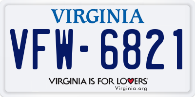 VA license plate VFW6821