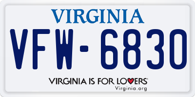 VA license plate VFW6830