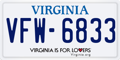 VA license plate VFW6833