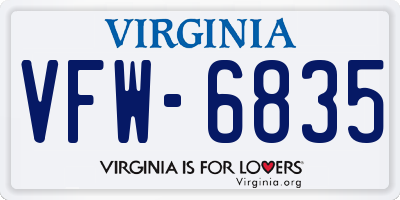VA license plate VFW6835