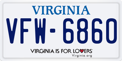 VA license plate VFW6860