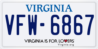 VA license plate VFW6867