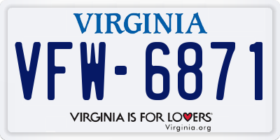 VA license plate VFW6871