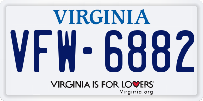 VA license plate VFW6882