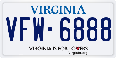 VA license plate VFW6888