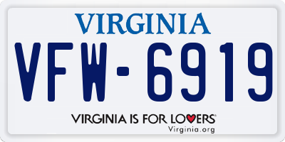 VA license plate VFW6919