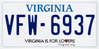 VA license plate VFW6937