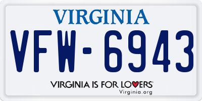 VA license plate VFW6943