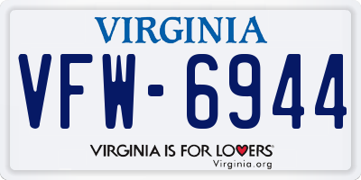 VA license plate VFW6944