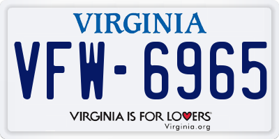VA license plate VFW6965