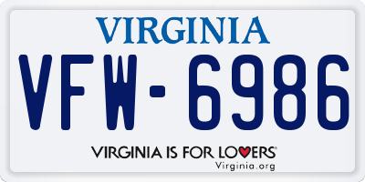 VA license plate VFW6986
