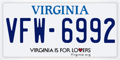VA license plate VFW6992