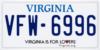 VA license plate VFW6996