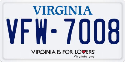 VA license plate VFW7008