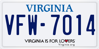 VA license plate VFW7014