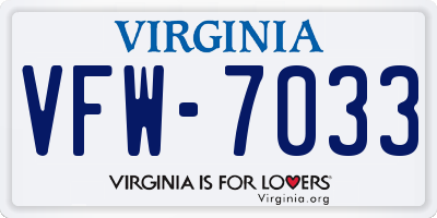 VA license plate VFW7033