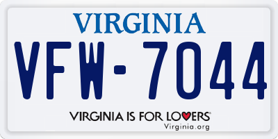 VA license plate VFW7044