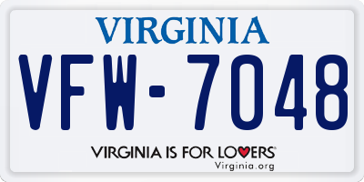 VA license plate VFW7048