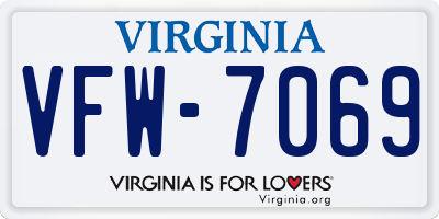 VA license plate VFW7069