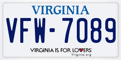 VA license plate VFW7089