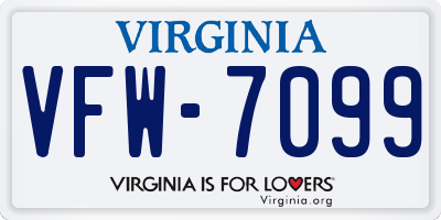 VA license plate VFW7099