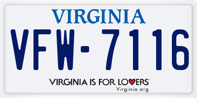 VA license plate VFW7116