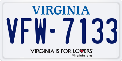 VA license plate VFW7133