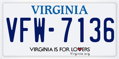 VA license plate VFW7136