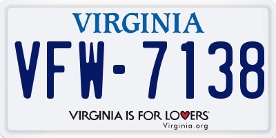 VA license plate VFW7138