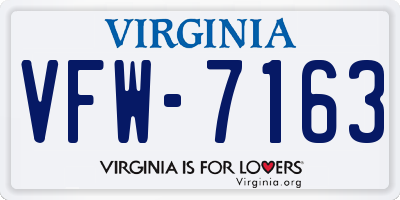 VA license plate VFW7163