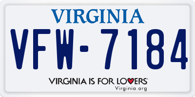 VA license plate VFW7184