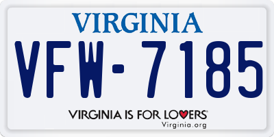 VA license plate VFW7185