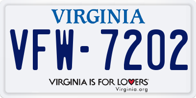 VA license plate VFW7202