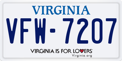 VA license plate VFW7207