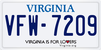 VA license plate VFW7209