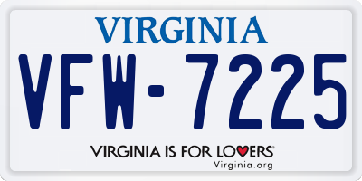 VA license plate VFW7225