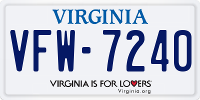 VA license plate VFW7240