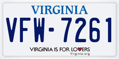 VA license plate VFW7261
